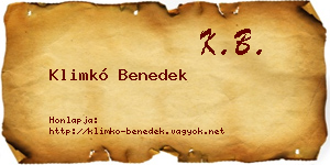 Klimkó Benedek névjegykártya