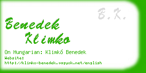 benedek klimko business card