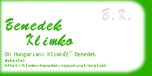 benedek klimko business card